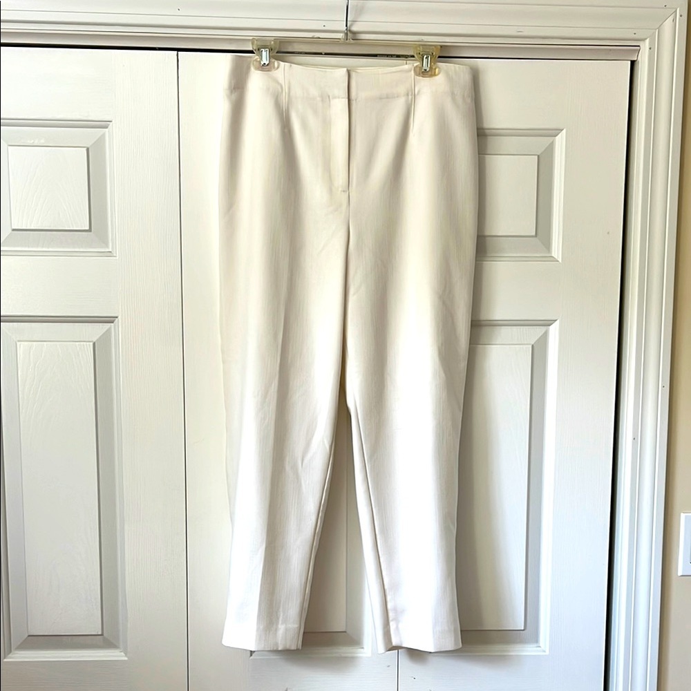 Ann Taylor Cream Ankle Trousers in crosshatch sz 10 - Picture 2 of 8